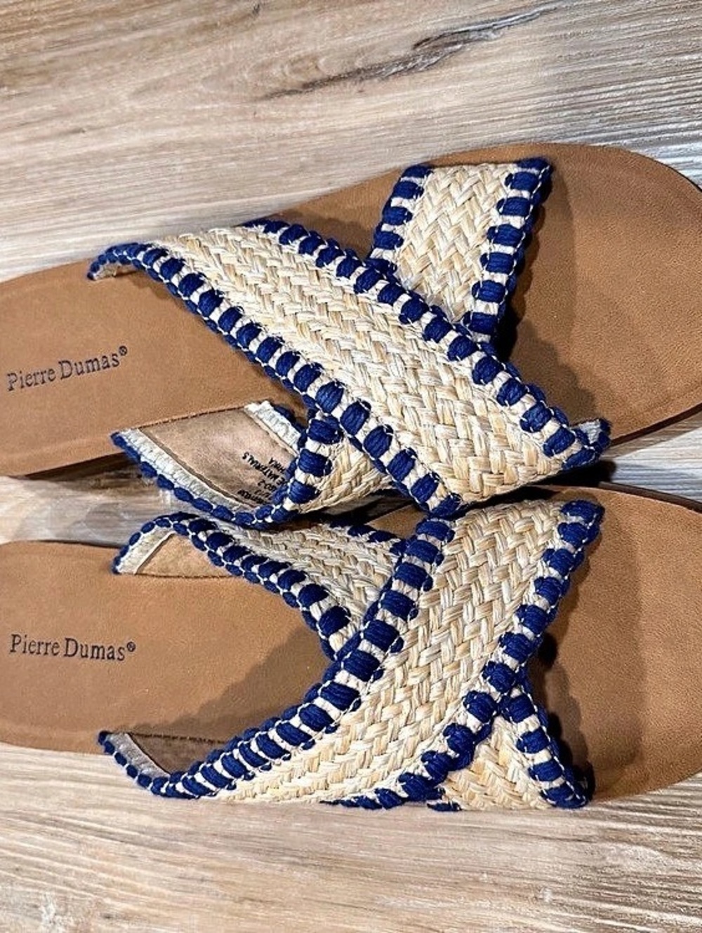 Pierre Dumas Woven Strap Sandals in Brown & Blue US 9 Like New